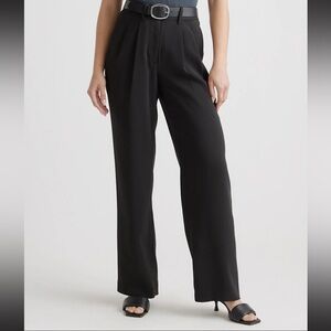 Quince Stretch Crepe Pleated Wide Leg Pants – Black – Size 6 – NWT